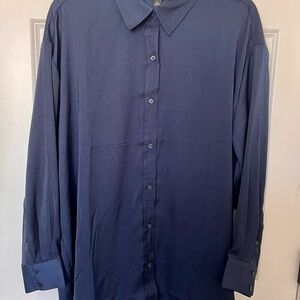 Banana Republic dark blue button down blouse